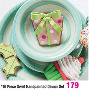16 Piece Swirl Handpainted Dinner Set