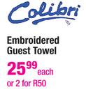 Colibri Embroidered Guest Towel-Each
