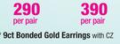 9ct Bonded Gold Earrings With CZ-Per Pair
