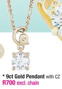 9ct Gold Pendant With CZ