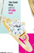 9ct Gold Ring With CZ-Each