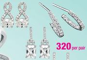 Sterling Silver Drop Earings With Cz-Per Pair