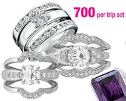 Sterling Silver Rings With Cz-Per Trip Set
