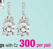 Sterling Silver Drop Earings With Cz-Per Pair