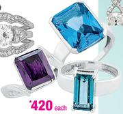 Sterling Silver Rings With Cz-Each