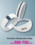 9ct Gold & Sterling Silver Rings-Each