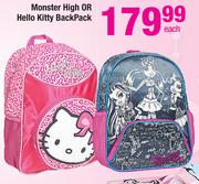 Monster High Or Hello Kitty BackPack-Each