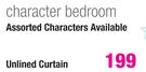 Character Bedroom Unlined Curtain
