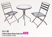 Out & About 3 Piece Black Bistro Patio Set