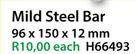 Mild Steel Bar Cupboard Handle H66493-96 x 150 x 12mm Each