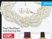Pearl Necklace And Earring Set-Per Set