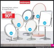 Mirrors Assorted Sizes/Colours & Magnifications-Each