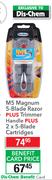 Max Shave M5 Magnum 5-Blade Razor Plus Trimmer Handle Plus 2x5-Blade Cartridges