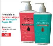 Keratin + Argan Or Moroccan Argon Oil Shampoo Or Conditioner-750ml Each