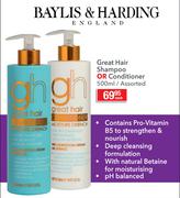 Baylis & Harding Great Hair Shampoo Or Conditioner-500ml Each