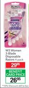Max Shave W3 Women 3-Blade Disposable Razors 4-Pack