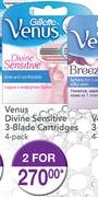 Gillette Venus Divine Sensitive 3-Blade Cartridges 2x4-Pack