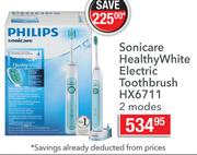 Philips Sonicare Healthy White Electric Toothbrush HX6711 2 Modes