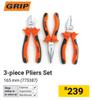Grip 3 Piece Pliers Set 165mm