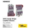 Hennox G05 Candy Stripe Leather Gloves (Grey) 620429-Per Pair