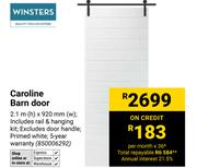 Winsters Caroline Barn Door-2.1m (h) x 920mm (w)