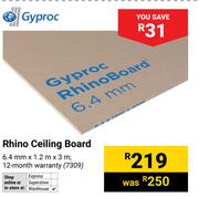 Gyproc Rhino Ceiling Board 6.4mm x 1.2m x 3m 7309