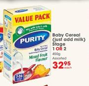 Purity Baby Cereal With Milk (Just Add Water Stage 1 Or 2)-450g Each