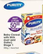 Purity Baby Cereal With Milk (Just Add Water Stage 1)-2x200g