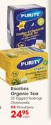 Purity Rooibos Organic Tea 20 Tagged Teabags Chamomile Or Strawberry-Each