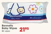 Bennetts Baby Wipes-80 Wipes