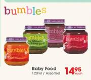 Bumbles Baby Food Assorted-120ml Each