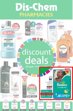 Dis-Chem : Discount Deals (20 April - 13 May 2018), page 1
