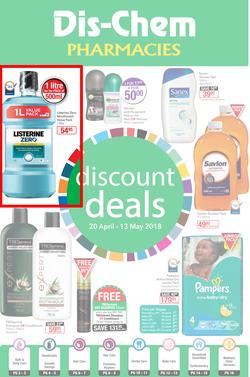 Dis-Chem : Discount Deals (20 April - 13 May 2018), page 1