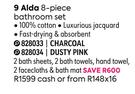 Alda 8 Piece Bathroom Set Charcoal 828033/Dusty Pink 828034