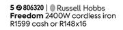 Russell Hobbs Freedom 2400W Cordless Iron 806320