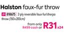 Halston 2 Ply Reversible Faux Fur/Sherpa Throw(150 x 200cm)
