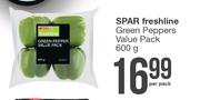 Spar Freshline Green Peppers Value Pack-600g Per Pack
