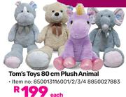 Tom's Toys 80cm Plush Animal 850013116001/2/3/4/8850027883-Each
