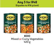 Koo Mixed Or Curry Vegetables-For 3 x 420g