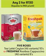 Five Roses Tea Latte Ceylon 10's Or Freshpak Rooibos Cappuccino 8's-For Any 2