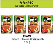 Miami Tomato & Onion Braai Relish-For 4 x 410g 