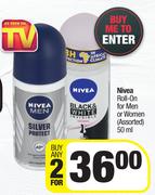 Nivea Roll On For Men Or Women Assorted-For 2 x 50ml