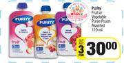 Purity Fruit Or Vegetable Puree Pouch Assorted-For 3 x 110ml