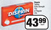 Disprin Tablets Extra Strength 16s Or Regular 24s-Each
