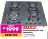 Goldair 4 Burner Glass Gas Hob GBGH-4002