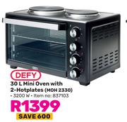 Defy 30L Mini Oven With 2 Hotplates MOH 2330