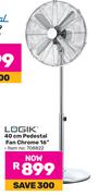 Logik 40cm Pedestal Fan Chrome 16"