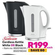 Sunbeam Cordless Kettle White Or Black-Each