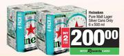 Heineken Pure Malt Lager Silver Cans Only-For 2 x 6 x 500ml