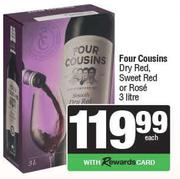 Four Cousins Dry Red, Sweet Red Or Rose-3L Each